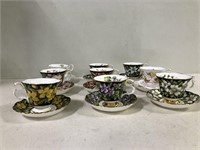 8 PROVINICAL FLOWER ROYAL ALBERT CUPS AND SAUCERS