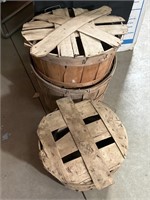 3 vintage bushel baskets  two different