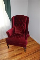 Set of Two Red Velveteen Side Chairs