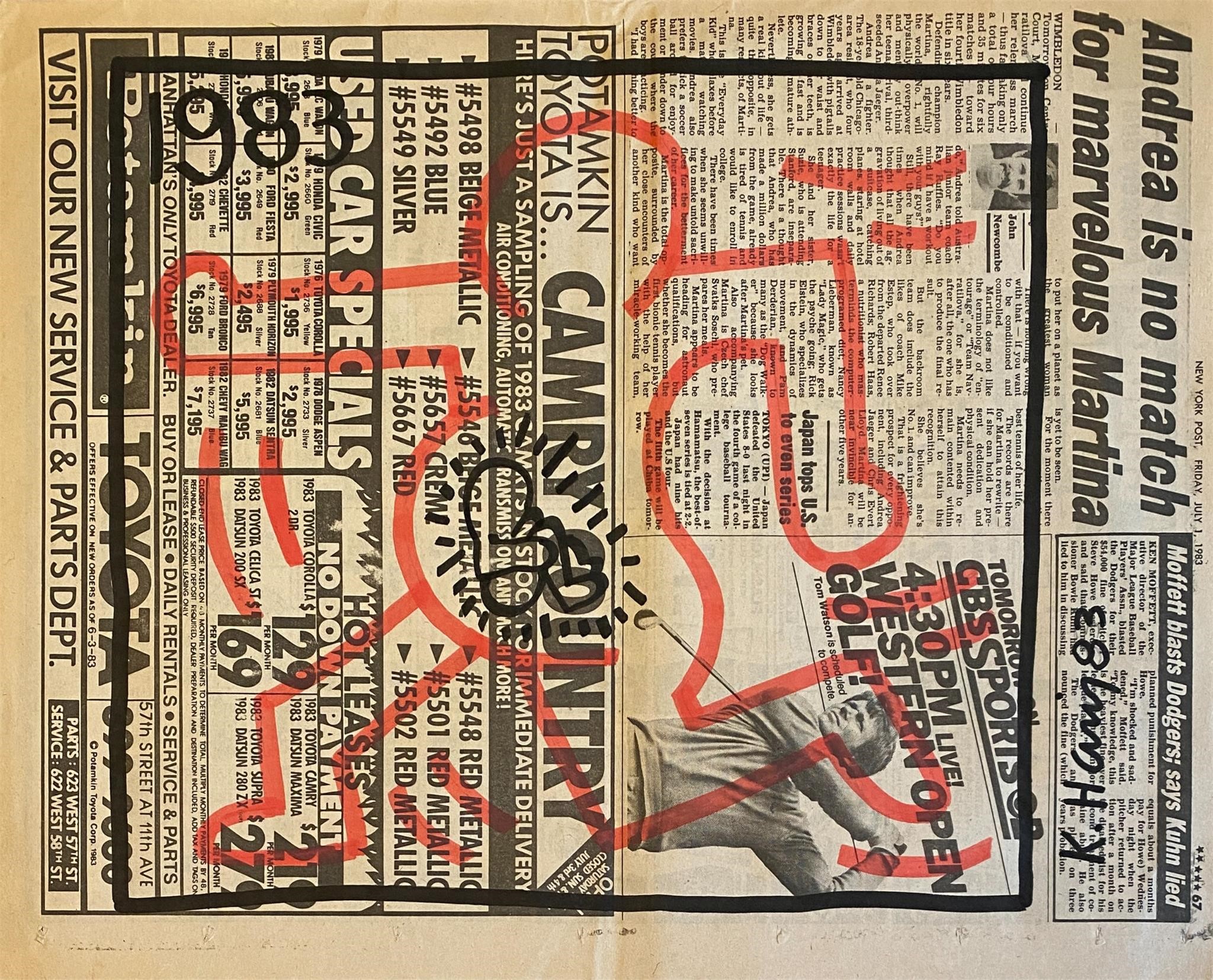 Keith Haring Original Newspaper drawing Certified