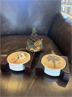 8 Palm Tree Coasters & Monkey Trinket Box