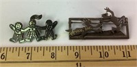 (2) Mexican sterling pins 29 grams