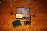 Writing Desk and Antique glasses