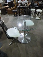 Glass Top Table 32" Round / 2 Chairs