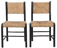 PAIR OF SIDE CHAIRS WITH RUSH SEATS AND BACKS