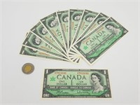 10 billets de 1$ du Canada, 1967 -