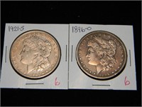 1896-0, 1921-S Morgan $1