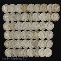 Silver Mercury Dimes Mixed Dates Roll (50)