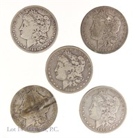 1879 - 1899 Silver Morgan Dollars (5)