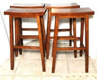 Wood Saddle Seat Stools Lot of 4