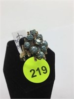 18K YELLOW GOLD RING WITH SKY BLUE TOPAZ - SZ 5.5
