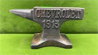 SMALL STEEL 1913 CHEVROLET ANVIL--4.5X2.5