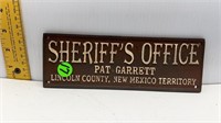 CASTIRON SHERIFFS OFFICE PAT GARRETT PLATE/PLAQUE