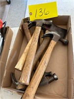 Box of assorted framing hammers