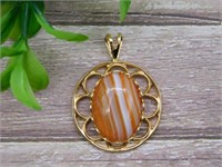 BANDED AGATE STONE PENDANT ROCK STONE LAPIDARY SPE