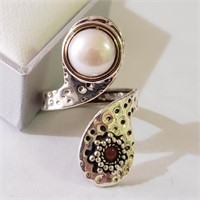 $120 Silver Freshwater Pearl Ring