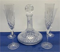 Crystal Cut Carafe, 2 pairs of Champagne Glasses