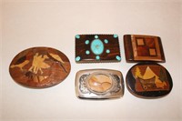Group of Wooden and Metal Belt Buckles