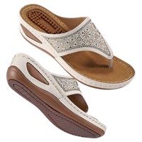 C326  Ecetana Women's Sandals, Rhinestone Wedge, S