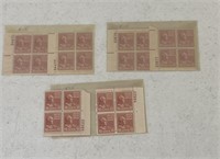 1938-39 John Tyler 10 Cent Stamp PLate Block Lot
