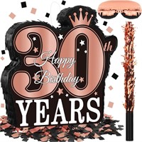 30th Birthday Decorations Pinata Set Rose Gold