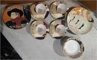 Sango Cabaret Set Of 4 Cups&Saucers&More.10W2F