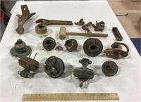 Lot of auto parts w/ wrench & wood hammer