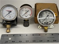 2 LIQUID FILLED GAUGES & SMALL PSI GAUGE