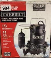 Everbilt Professional Sump Pump 1/3HP $239 Retail