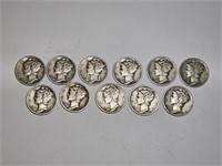 Lot of 11 1943 Mercury Dimes