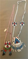 2 Native Thunderbird Beadwork Necklaces