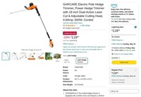B2957  GARCARE Pole Hedge Trimmer 18 Dual-Action