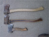 three hatchets, markings as shown