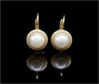 Pearl and 18ct yellow gold earrings