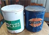 2 Vintage Large Lard Metal Buckets