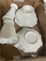 MILK GLASS BOWLS AND VASES