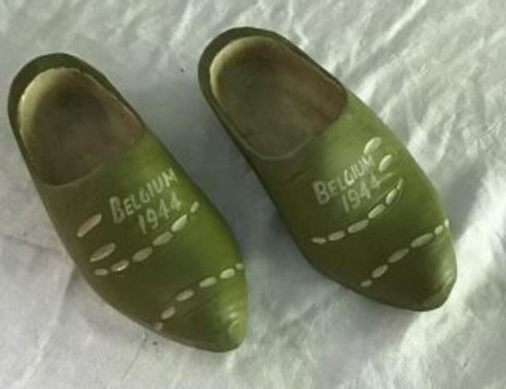 Pair of Belgium Wooden Shoes, Dated Belgium 1944