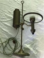 Converted Brass Industrial Table Lamp