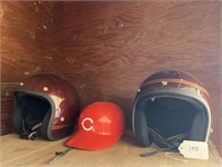 2 Motorcycle Helmets, & Baseball Helmet
