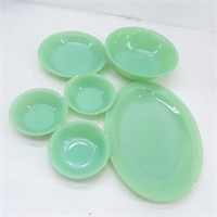 (6) Jadeite Fire King Serving Dishes
