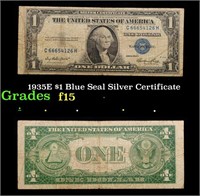 1935E $1 Blue Seal Silver Certificate Grades f+