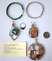 Wire Wrapped Gemstones, Shell & Glass Jewelry