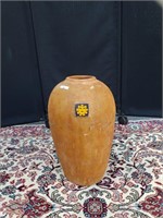 Tall Clay Vase with Sunflower