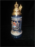 Blue Deutschland Eagle w/Gold Pewter Crown Lid