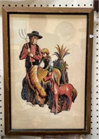 Vintage cardboard print by Harnett measures 21