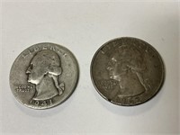 1941-P & 1962-D 90% Silver Quarters