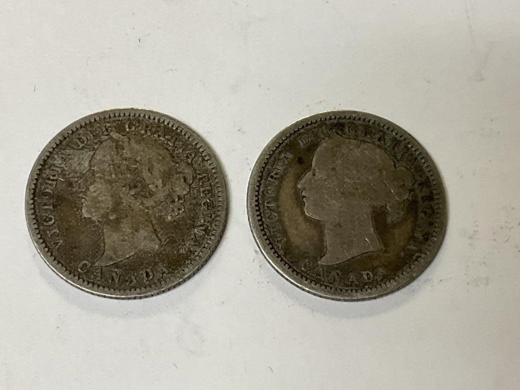 1870 & 1881 92.5 Silver Canadian Dimes