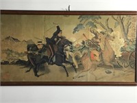 Rare Early 20th C. Japanese Painted Paper on Panel