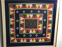 Framed Folk Art Fabric Panel