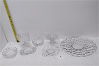 heisey glass platter, serving pieces (7 total)